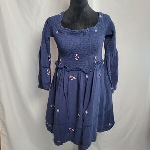 Free People Counting Daisies Embroidered Off The Shoulder  Mini Dress Size L